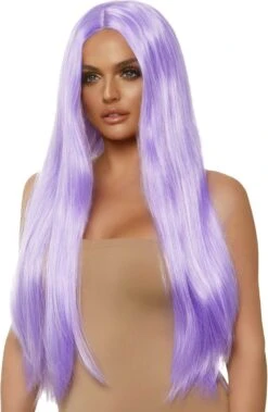 Pruik Lang Paars Emmy