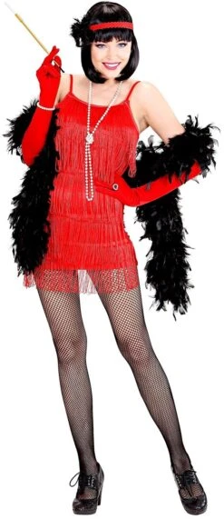 Retro Rode Flapper Jurk Met Hoofdband -Halloween-Kostuums retro rode flapper jurk met hoofdband 1