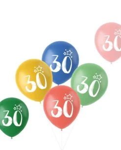 Retro Verjaardag Ballonnen 30 Jaar 6 Stuks