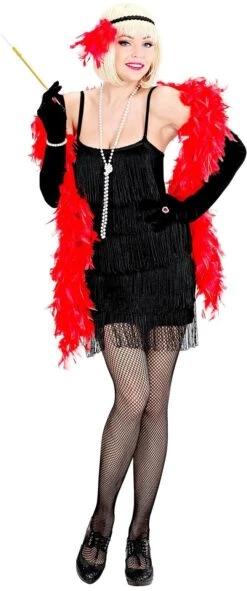 Retro Zwarte Flapper Jurk Met Hoofdband -Halloween-Kostuums retro zwarte flapper jurk met hoofdband 1