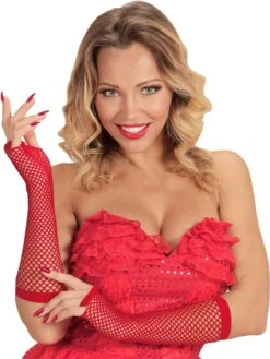 Rode Halflange Toploze Nethandschoenen -Halloween-Kostuums rode halflange toploze nethandschoenen 1