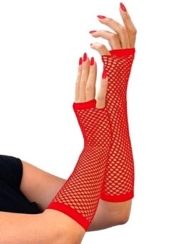 Rode Halflange Toploze Nethandschoenen -Halloween-Kostuums rode halflange toploze nethandschoenen 2