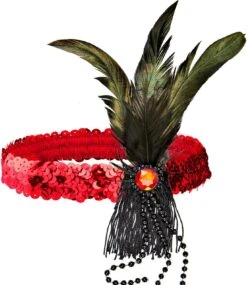 Rode Pailletten Flapper Hoofdband -Halloween-Kostuums rode pailletten flapper hoofdband 3