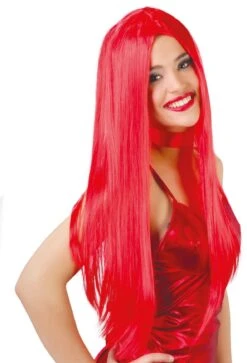 Rode Pruik Lang Haar