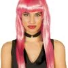 Roze Lange Pruik Met Pony -Halloween-Kostuums roze lange pruik met pony 0