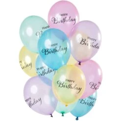 Transparante Happy Birthday Pastel Ballonnen 12 Stuks