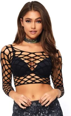 Visnet Crop Topje Zwart