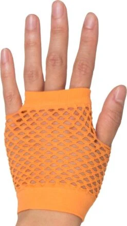 Visnet Handschoentjes Neon Oranje -Halloween-Kostuums visnet handschoentjes neon oranje 2