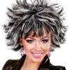 Wilde Disco Pruik Zwart-wit