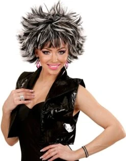 Wilde Disco Pruik Zwart-wit -Halloween-Kostuums wilde disco pruik zwart wit 3
