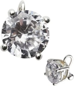 Zilveren Diamant Oorbel