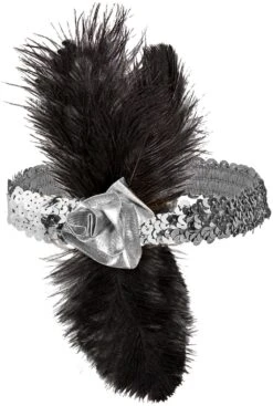 Zilveren Flapper Hoofdband Met Bloem En Veren -Halloween-Kostuums zilveren flapper hoofdband met bloem en veren 2