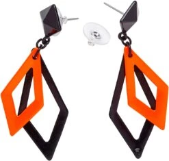 Zwart En Neon Oranje Disco Oorbellen