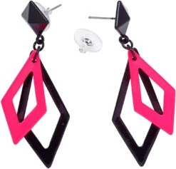 Zwart En Neon Roze Disco Oorbellen