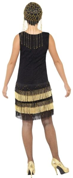 Zwart Gouden Franje Jurk -Halloween-Kostuums zwart gouden franje jurk 2