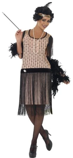 Zwart Roze Flapperjurk Dames