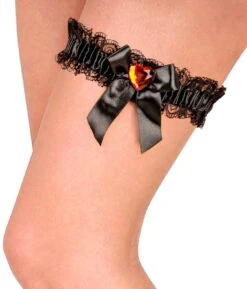 Zwarte 20s Kousenband Met Rood Juweel -Halloween-Kostuums zwarte 20s kousenband met rood juweel 3