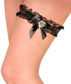 Zwarte 20s Kousenband Met Zilveren Juweel -Halloween-Kostuums zwarte 20s kousenband met zilveren juweel 3