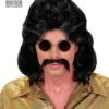 Zwarte 70s Disco Pruik Met Snor -Halloween-Kostuums zwarte 70s disco pruik met snor 0