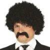 Zwarte Korte Afro Pruik Met Snor -Halloween-Kostuums zwarte korte afro pruik met snor 0