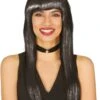 Zwarte Lange Pruik Met Pony -Halloween-Kostuums zwarte lange pruik met pony 0