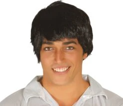 Zwarte Mannen Pruik Kort